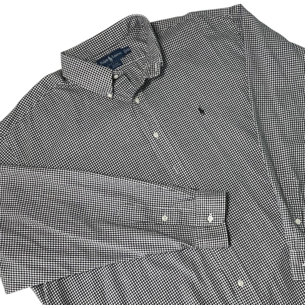 Ralph Lauren Blake Mens XXL Black White Gingham Cotton Button Down Shirt LS